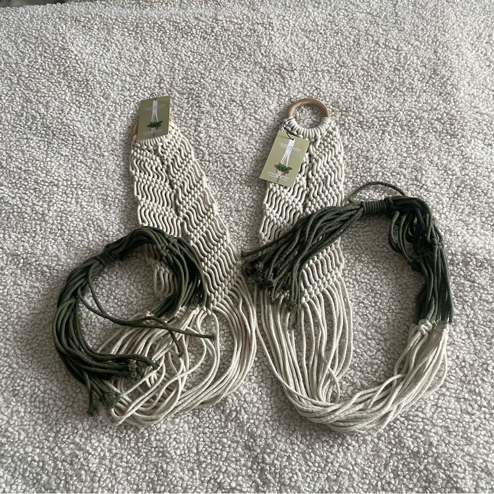 Set of two 48” cotton macrame plant hangers